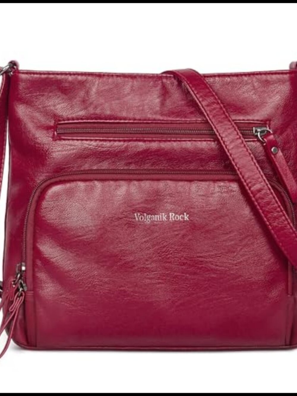 Vegan Leather Crossbody Bag Medium Adjustable Strap Multi-Pocket Satchel Purse